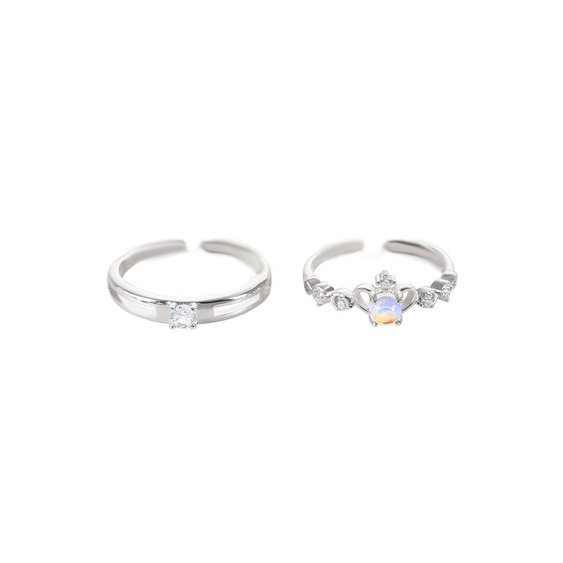 Moonstone niche design ins cold style crown open ring, feminine, trendy, individual and high-end ring Item Picture
