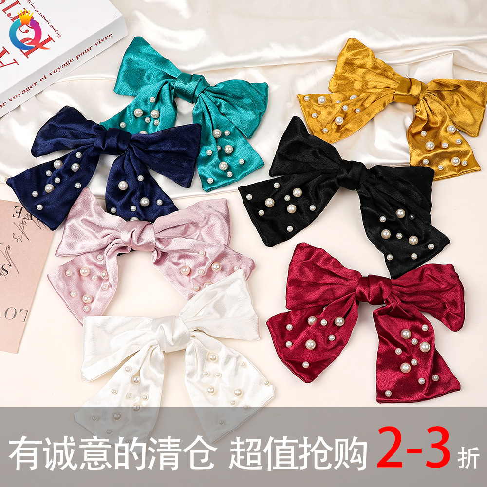 Qiyue Special Offer: Bow ribbon hair clips, simple and elegant, silk back head spring clip hair accessories for women wholesale Specification drawing