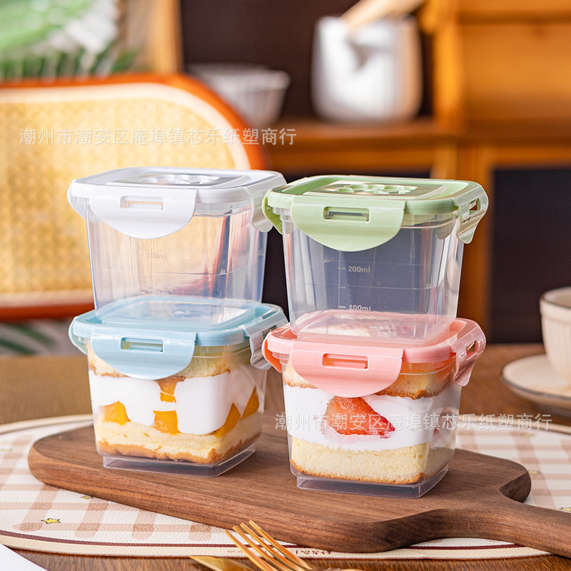 Recyclable mousse mille-feuille cake box packaging box, fruit scoop takeout box, tiramisu ice cream soy milk box details Picture