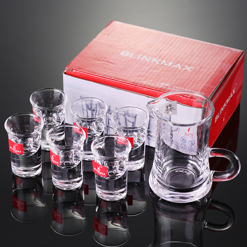 Lizun Transparent glass Baijiu Cup, spirits wine set, Baijiu public cup, wine divider, thick-bottomed one-mouth cup, swallowing cup full figure