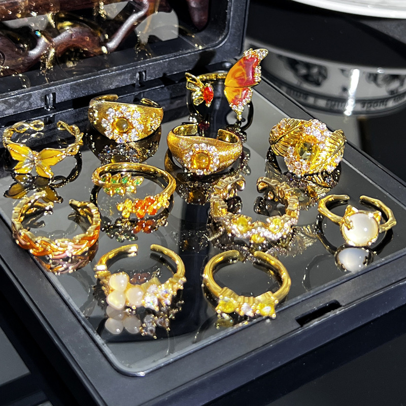A high-end, retro brushed, sweet and cool open ring with a cold female style, a niche fashion, light luxury and simple ring trend Specification drawing