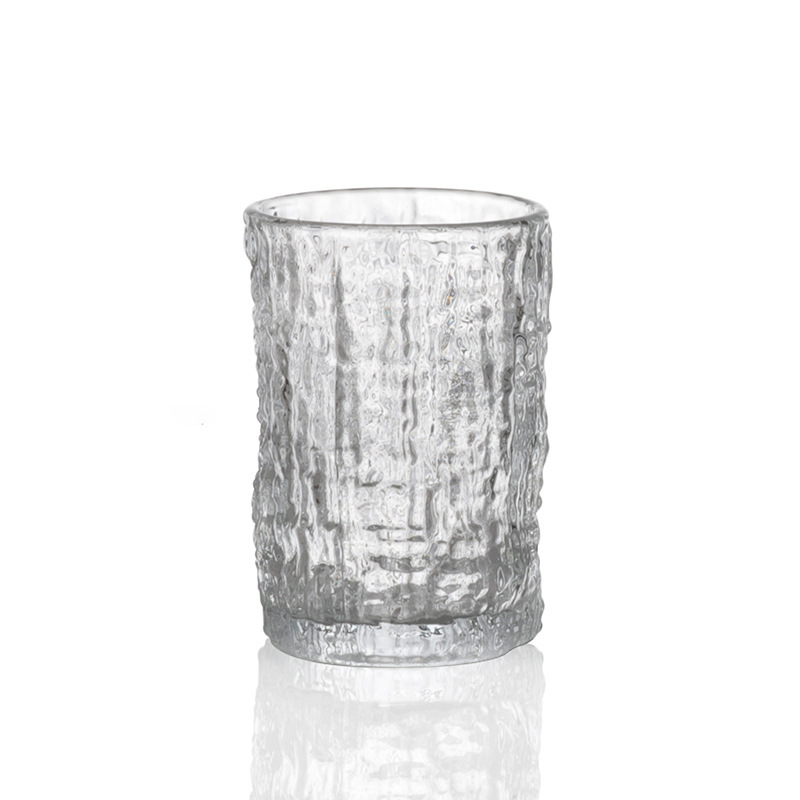 Creative bark-patterned glass cup, transparent hotel commercial light luxury high-end milk cup, high appearance level ins feng shui cup Item Picture