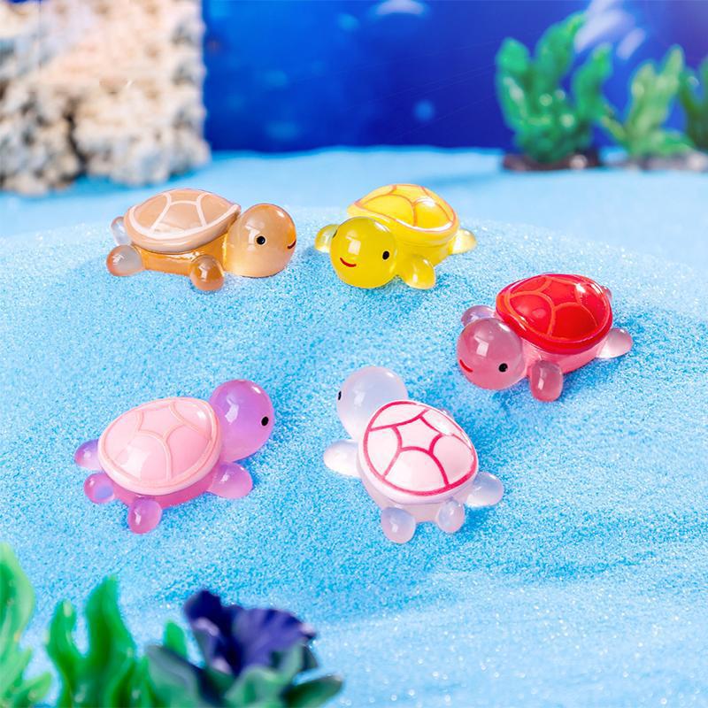 Creative and cute colorful turtle pairs, luminous little turtle resin blind bag desktop resin decorative piece, small details Picture