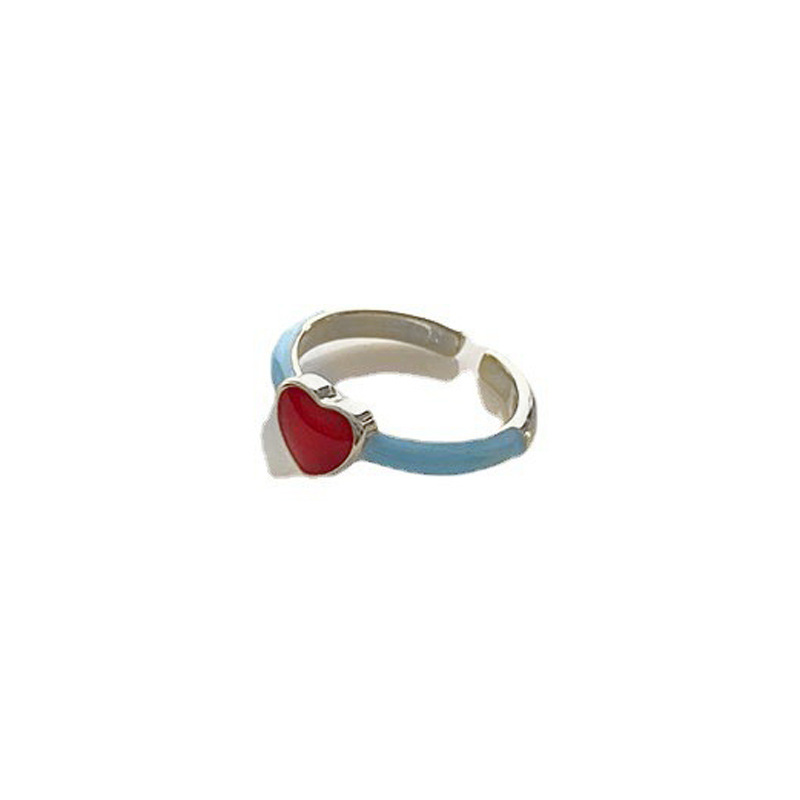 A unique red heart-shaped glazed ring with a unique design sense, a trendy and retro niche food ring for women in 2023 Item Picture