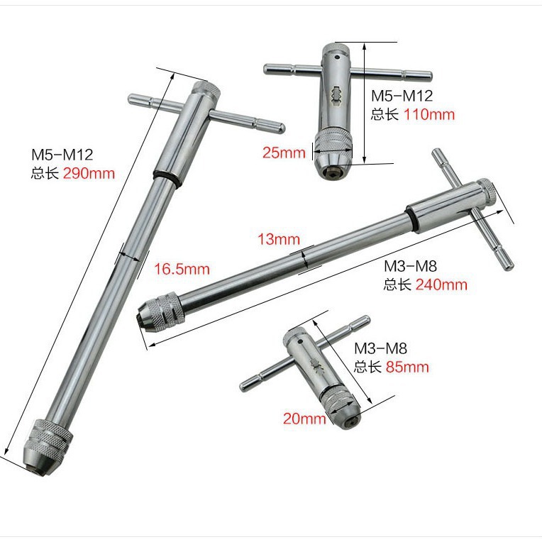 Cross-border M3-M8 adjustable ratchet hand tap wrench M5-M12 extended tap forward and reverse tapping accessories details Picture