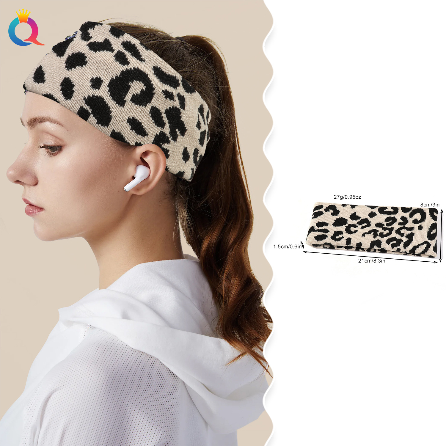 Qiyue Cross-border Retro leopard Print face Wash Hair Tie, fabric headscarf, Women's hair lifting sports sweat-absorbing headband, hair accessory wholesale details Picture