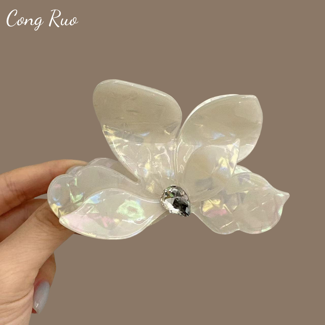 Korean super fairy-like hairpin, mermaid girl, butterfly grab, colorful and fashionable hair grab, half shark clip hair accessory at the back of the head Specification drawing