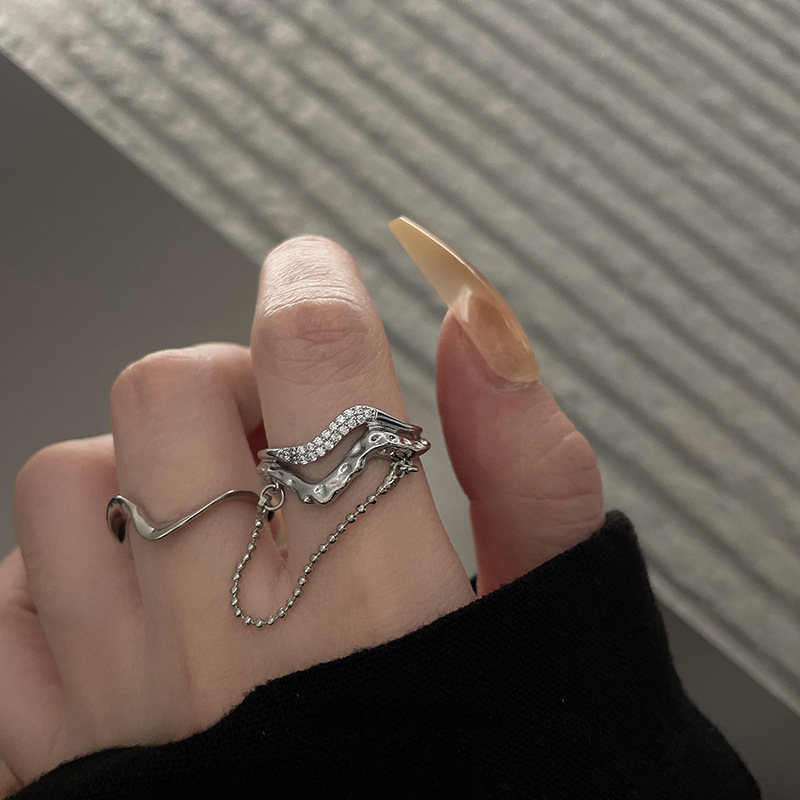 Double-layer opening Mobius strip zircon ring, women's exquisite plain ring, niche and unique stacked index finger ring trend details Picture
