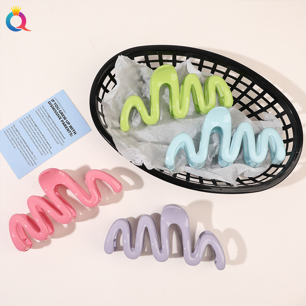 Qiyue Korean version wavy hair clip, ponytail clip, super large 13cm, updo hair clamp, shark clip, dopamine hair accessory, headwear details Picture