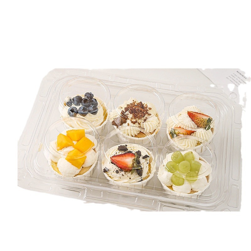 Hand-held cupcake packaging box, plate tart, egg tart, Western pastry, disposable transparent picnic baking box, packing box Item Picture