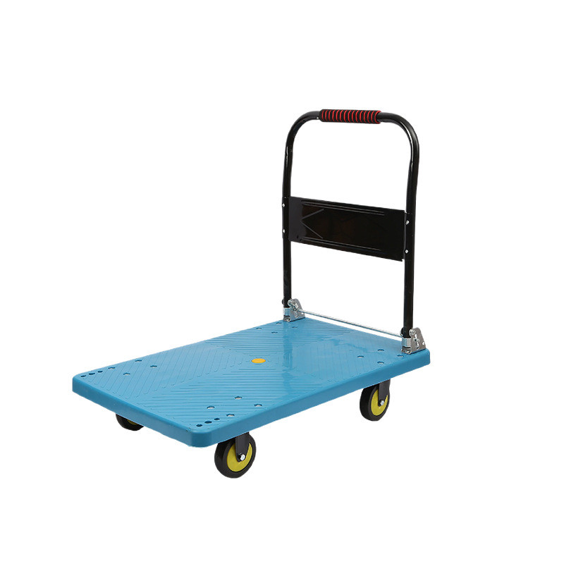 Wholesale of plastic steel flat hand carts, supermarket and shopping mall goods folding transport carts, warehouse cargo flatbed carts and small carts Item Picture