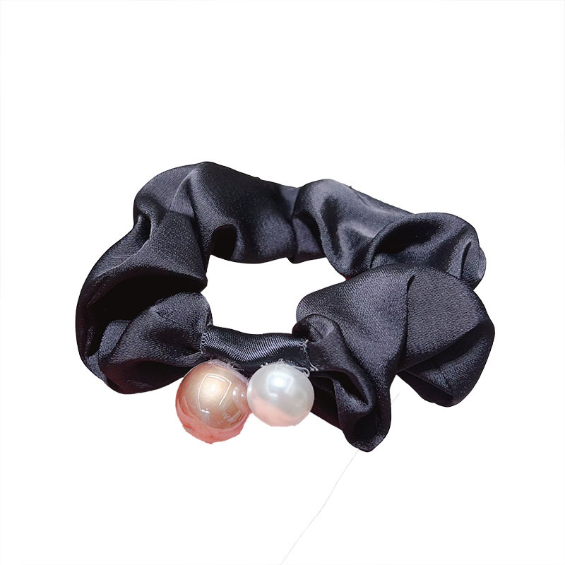 French fashion niche design pearl satin large colon hair band, retro elegance, high elasticity, low ponytail hair band accessory Item Picture