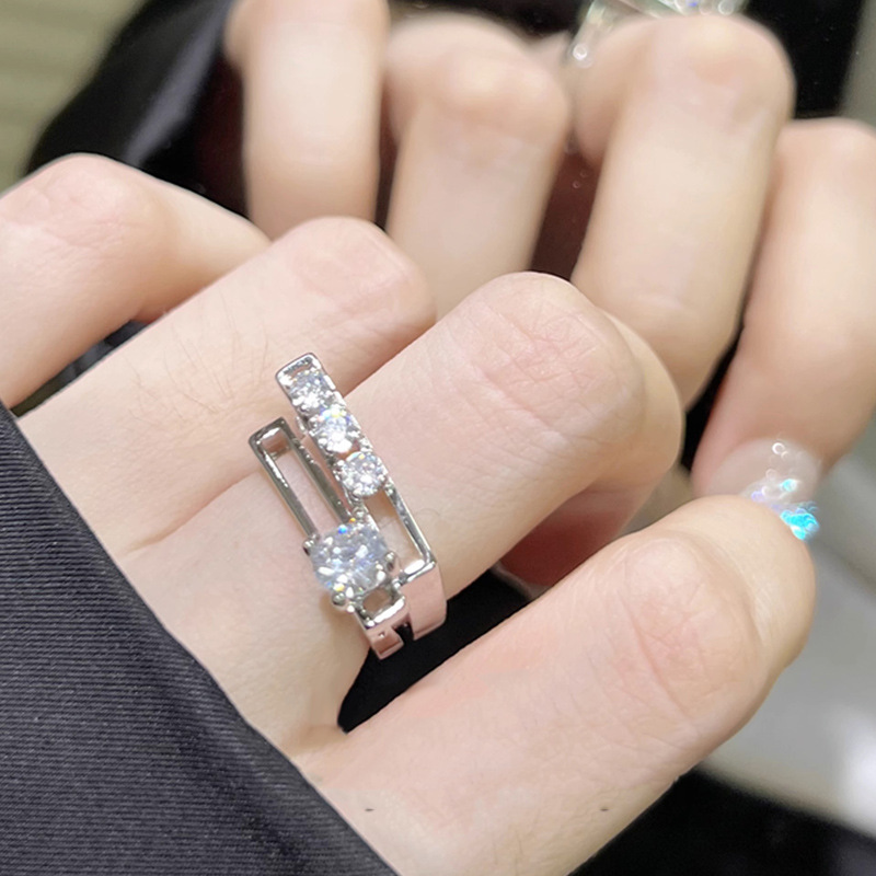 Ins-style Korean niche double-layer opening ring, light luxury and personality, cold and cool style, spicy girl Y2K versatile and elegant food ring Specification drawing
