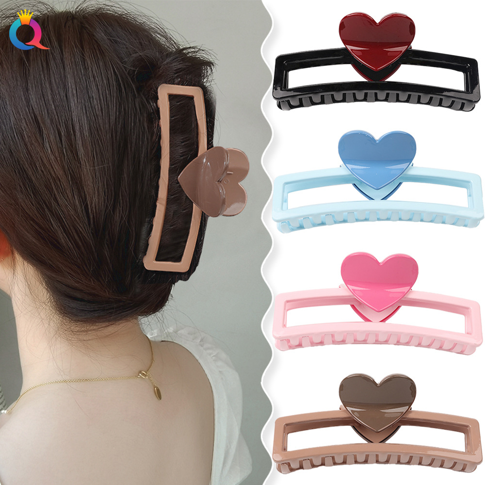Wholesale of Qiyue's new large square heart-shaped hair clips, back head curls, hair grabbers, shark clips, ponytail clips and hair accessories details Picture