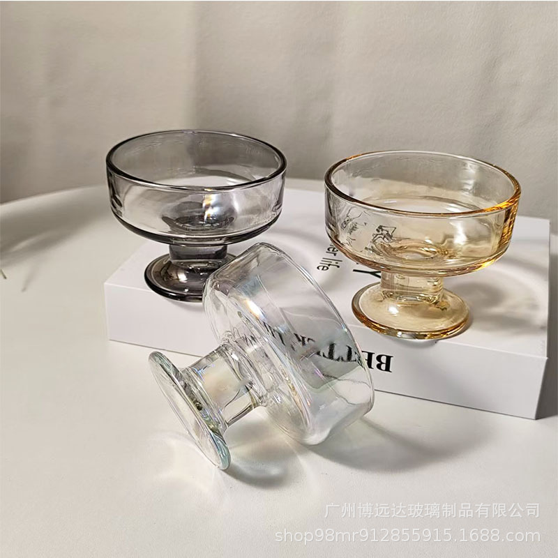 Ins-style ice cream ball cup, glass yogurt bowl, high-legged dessert bowl, high appearance level, ice cream milkshake pudding, mousse cup details Picture