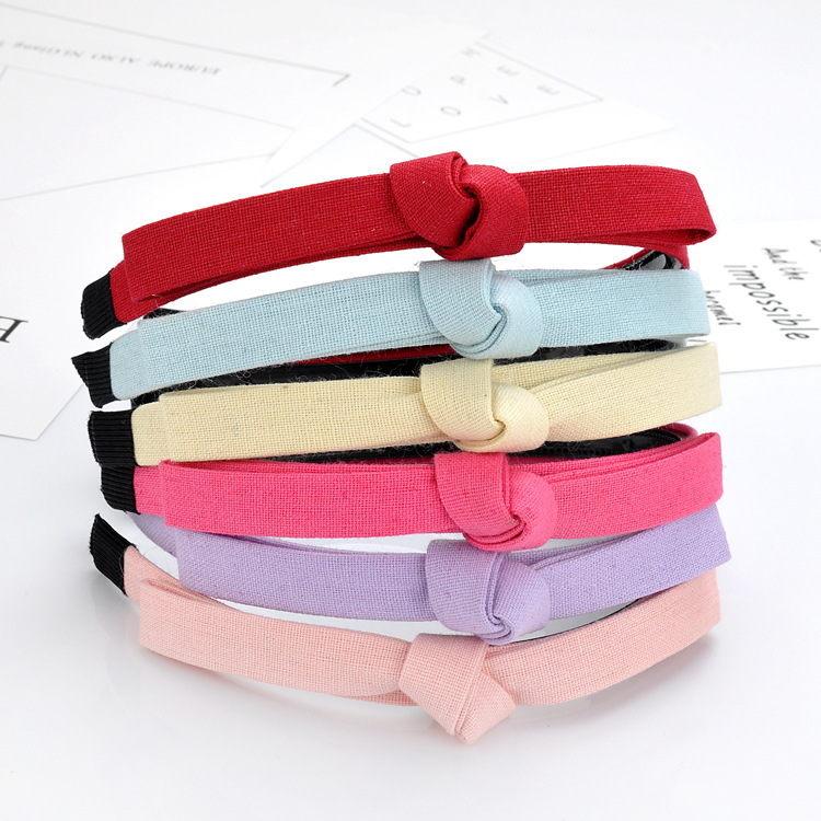 Qiyue 2-yuan Store wholesale Korean fabric knot fine hair bands, Korean version bow headbands, hair clips, hair accessories, A81 details Picture