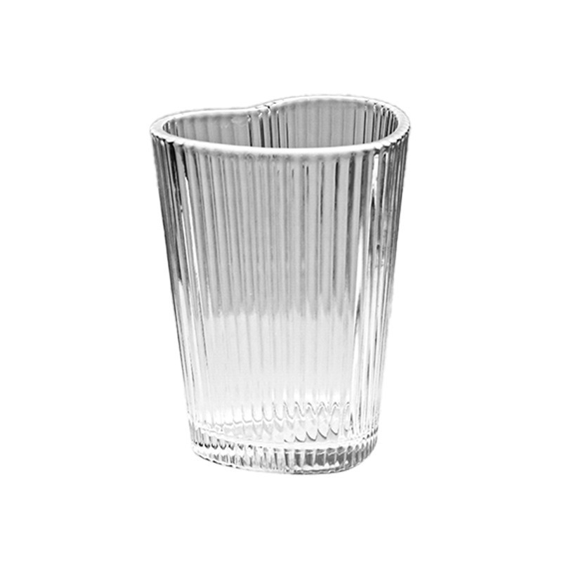 Girls' heart-shaped glass cups, InS-style iced American latte cups, coffee cups, hammer-patterned couple's heart-shaped water cups wholesale Item Picture