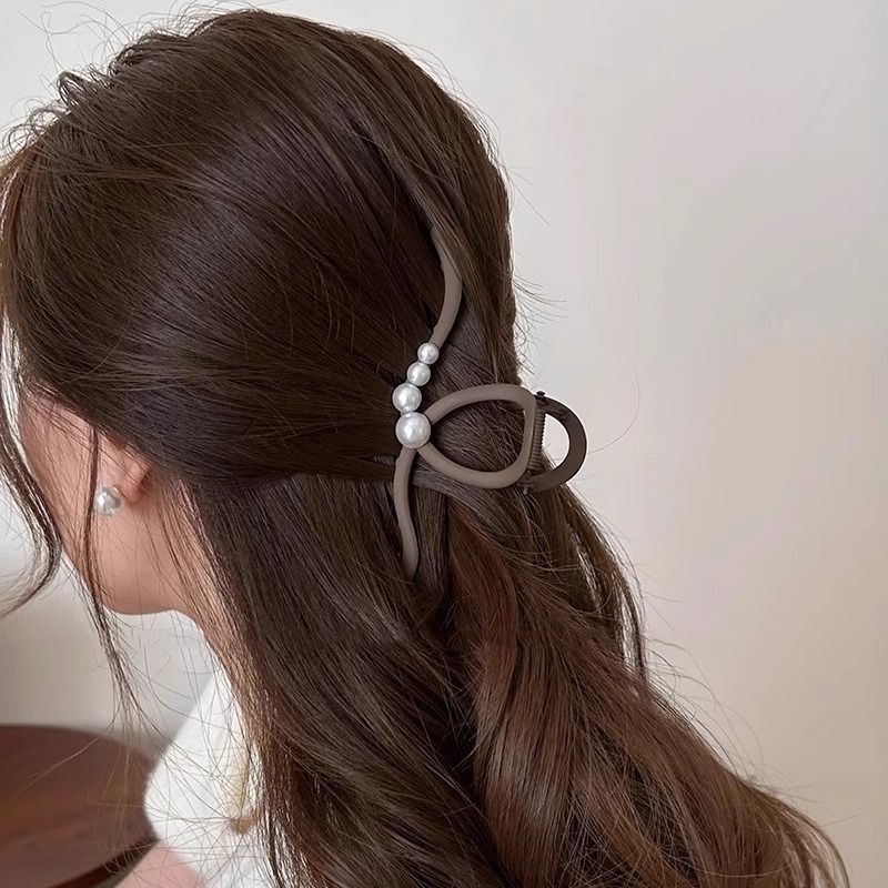 Pearl Claw Clip Women 2025 New style High-end shark clip large clip Headwear Hair clip High-end back head hair accessory Specification drawing
