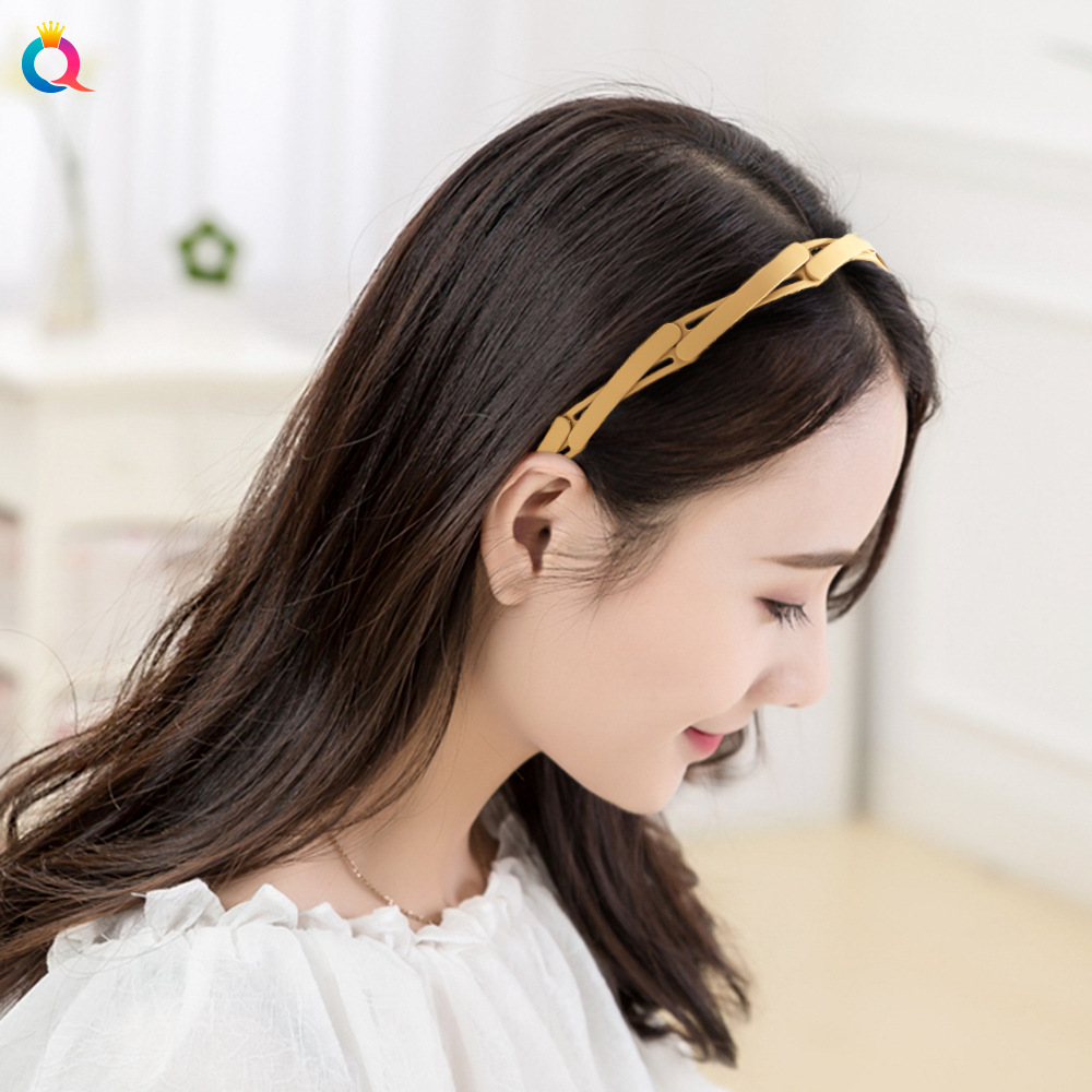 Qiyue Fashionable foldable ABS hairband, portable and versatile, with a matte and toothed headband for women details Picture