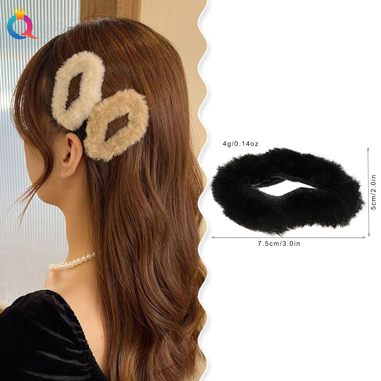 Qiyue Cross-border Autumn and Winter Plush Cloud bb hair clips, simple and elegant style, side bangs clips, hair clips and hair accessories wholesale details Picture