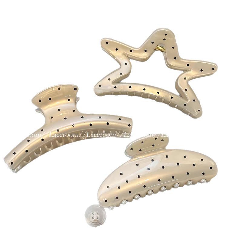 French black and white polka dot large hairpin for the back of the head, a new high-end hairpin for women, a stylish shark hairpin accessory Item Picture
