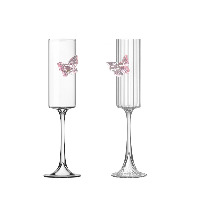 Wholesale high-appearancelevel glass goblets, creative bows, home high-end wine glasses, red wine cocktails, champagne glasses Item Picture