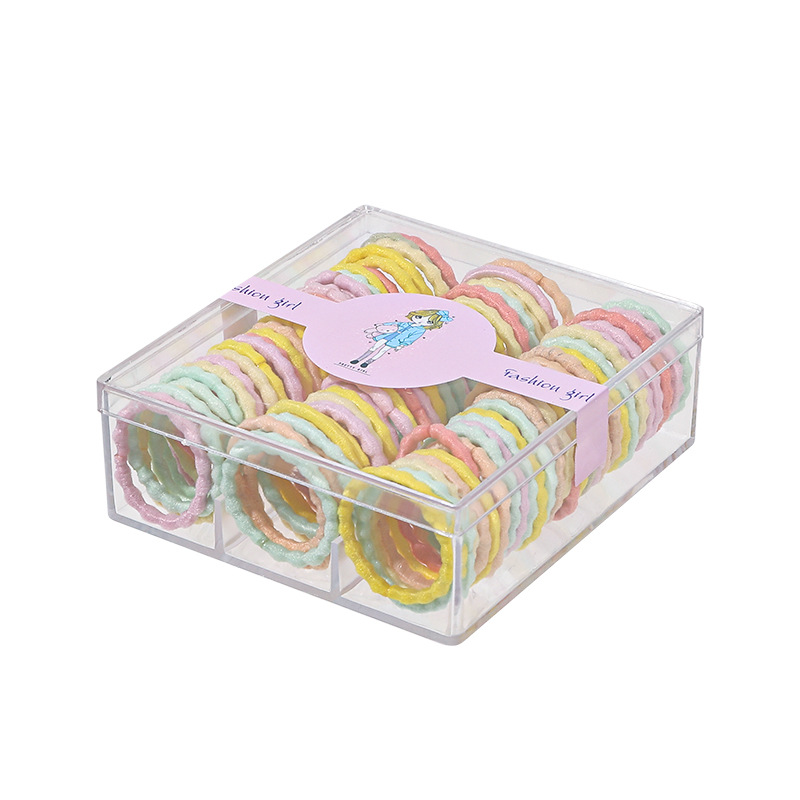 Qiyue Cross-border box-packed hair ties, hair bands, high-elasticity rubber bands, girls' and children's hair ties, headwear and hair accessories wholesale Item Picture