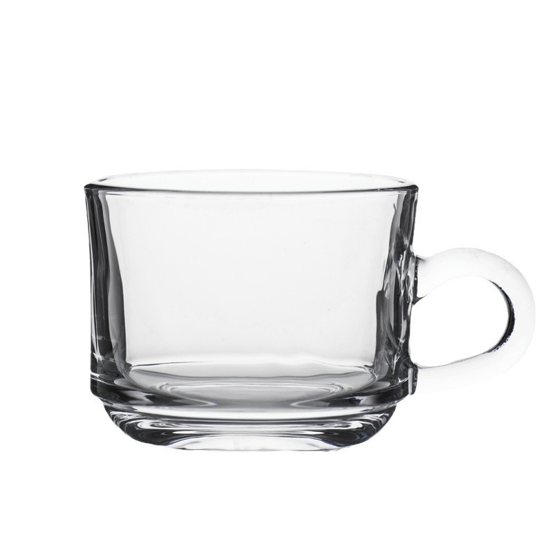 Wholesale of cross-border export small handle cups, thickened heat-resistant flower tea cups, beverage cups, milk cups, water cups with handles, and glass cups Item Picture