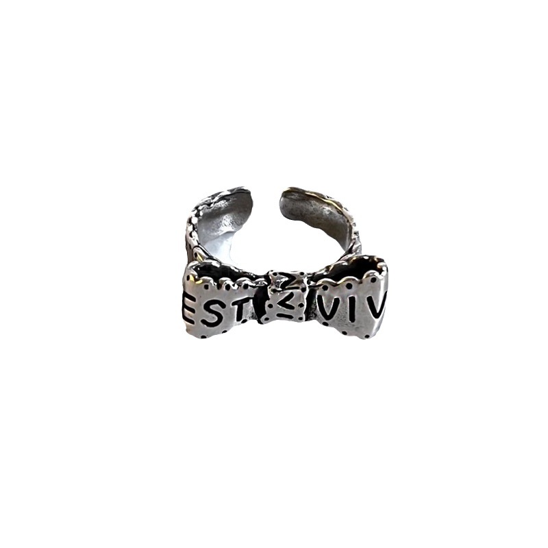 Retro aged letter personalized open ring for women, ins design sense, niche street style, punk hip-hop ring trend Item Picture