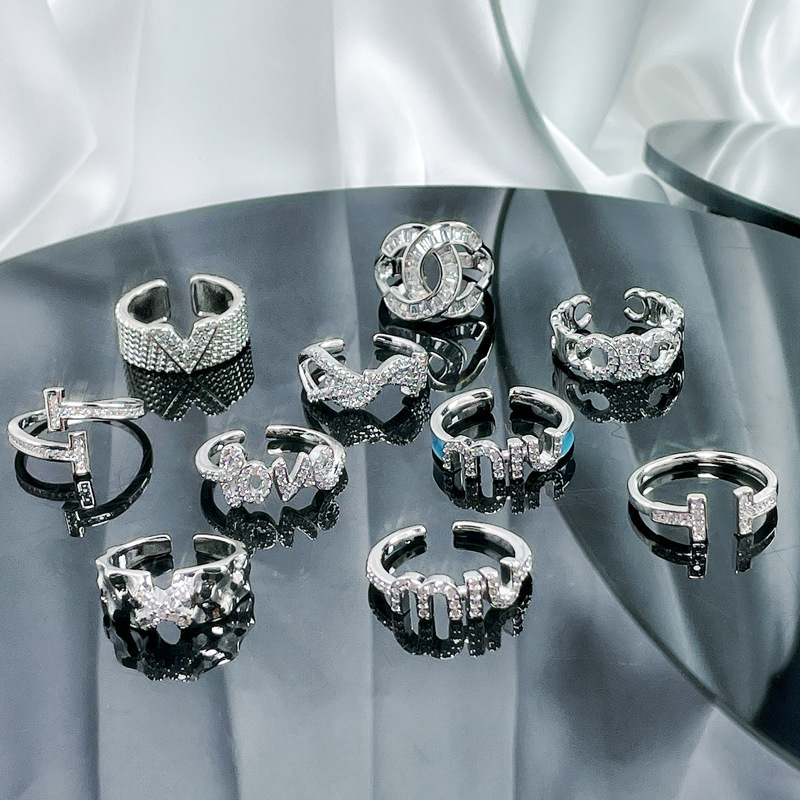 Simple letter zircon light luxury high-end open ring for women's ins cold style versatile, fashionable and exquisite index finger ring Application Scenario