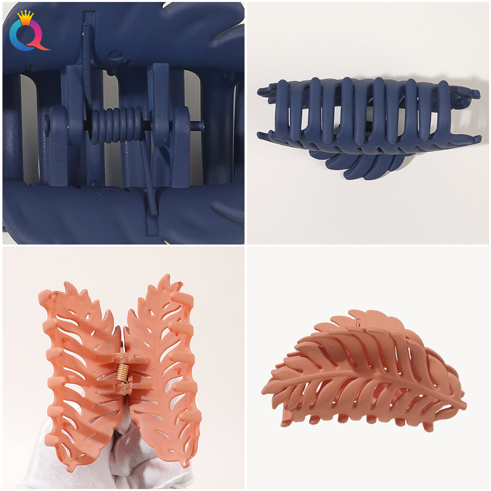 Qiyue Cross-border Frosted Leaf Grabbers, hollowed-out hair clips, Women's Large shark clips, hair grabbers, hair accessories and headwear wholesale Specification drawing