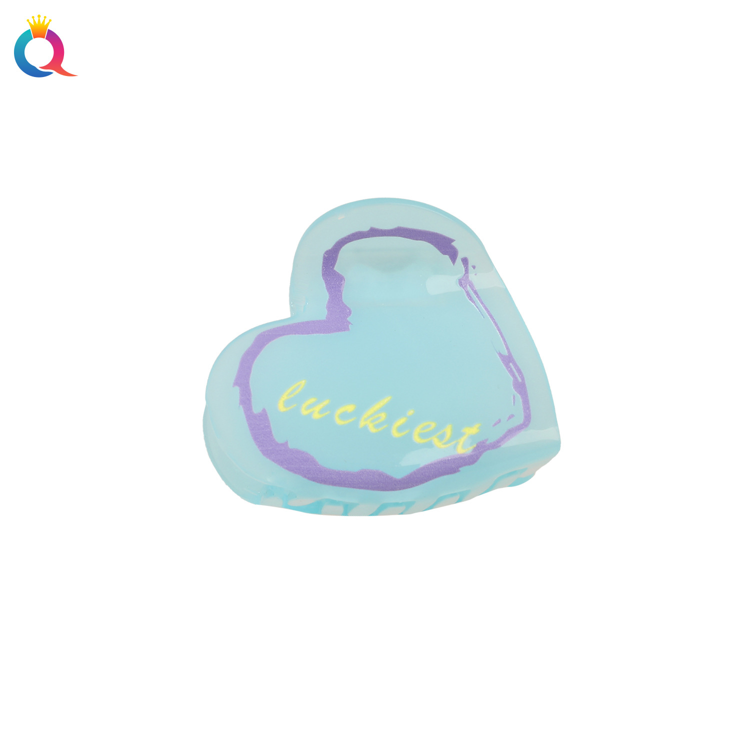 Qiyue Cross-border acrylic heart-shaped hair clip, medium-sized shark clip, side updo hair clamp, ponytail clip, tail number treatment Item Picture