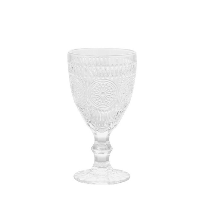 European retro low-footed sunflower-patterned wine glasses, wine glasses, champagne glasses, juice glasses, milkshake glasses, cold drink glasses Item Picture