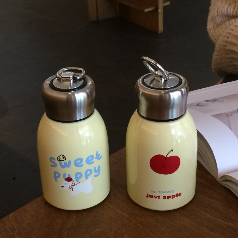 New Year and Christmas bell Apple puppy insulated cup, stainless steel water cup, portable cartoon hook pocket cup Specification drawing