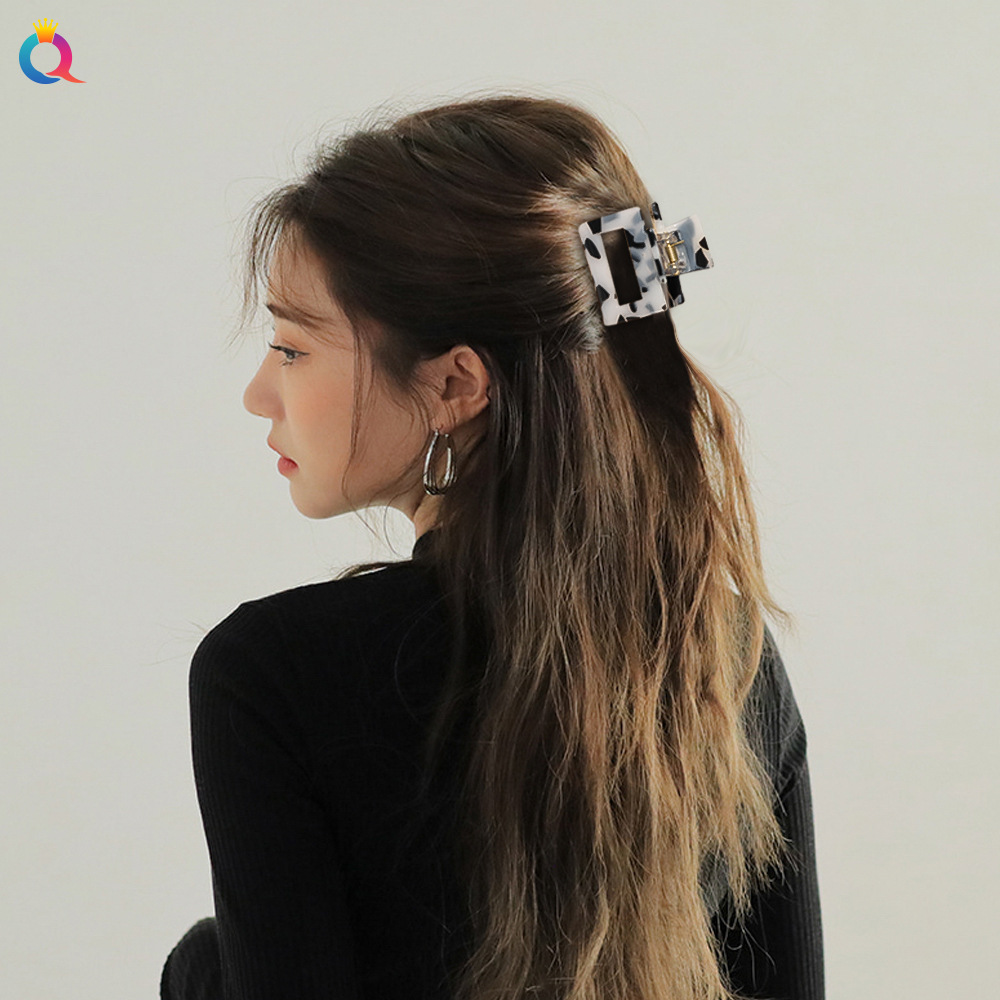 Qiyue Accessories Acetate Board, popular retro tortoiseshell hair accessories for girls, large and simple acrylic hair clips details Picture