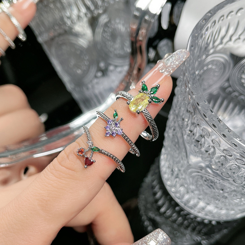 Cute and fun fruit open ring from Japan and South Korea. Small and versatile, sweet and cool, and cool on Instagram. A niche ring with a cold style details Picture