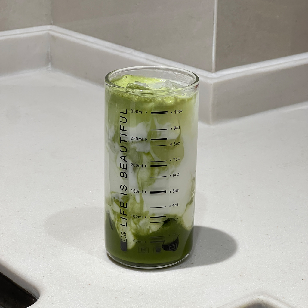 Thickened bottom high borosilicate glass cup with scale, straight Long Island iced tea cup, Mojito cocktail cup full figure