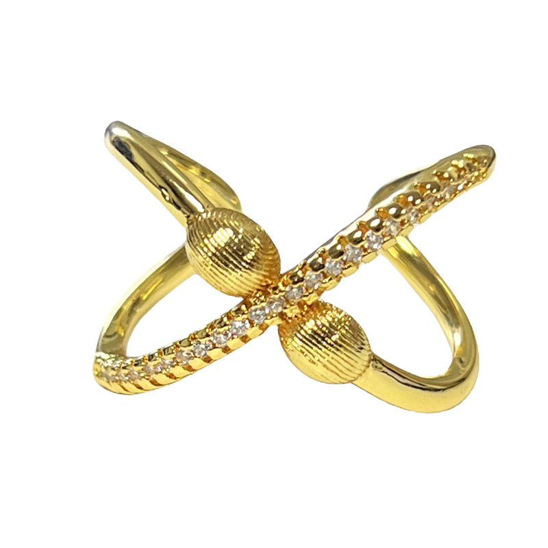 The golden circular line diamond planet brushed ring is a unique and creative design for women with colorful diamonds. It is a fashionable and personalized ring trend Item Picture