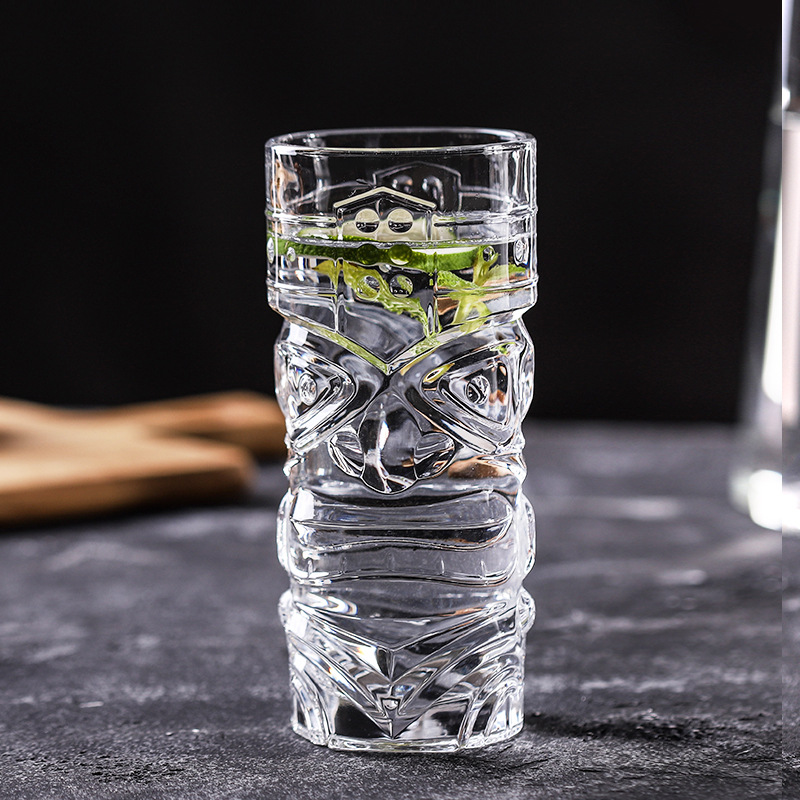 Creative big-eyed ghost face cup, glass cup, dining bar juice cup, cocktail cup, transparent glass water cup with logo printing Specification drawing