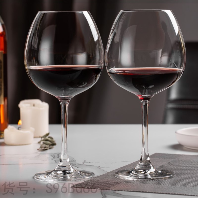 Wholesale Idelita high-footed crystal glass cups, large-bellied Burgundy wine glasses with logo printing Specification drawing