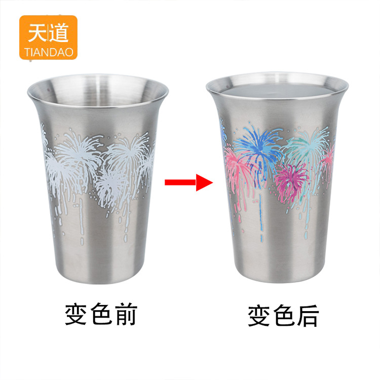 Japanese chilled color-changing wine glasses, maple, cherry blossom, fireworks, sake, white spirit, stainless steel wine glasses and sets Specification drawing