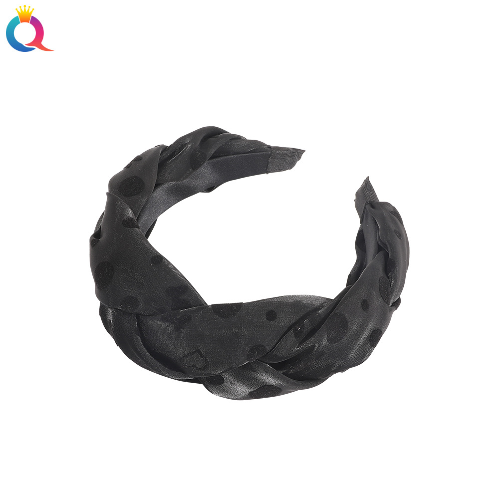Wholesale of Qiyue Cross-border bright silk hair bands, flower pleated hair bundles, twisted hair bands, face washing and hair pressing, high head and top hair accessories Item Picture