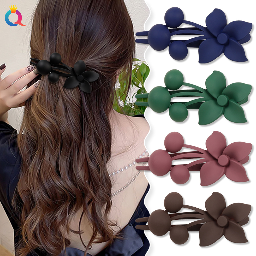 Qiyue frosted flower duckbill clip, back head updo hair clip, simple shark clip hair grab, hair accessory and headwear wholesale details Picture
