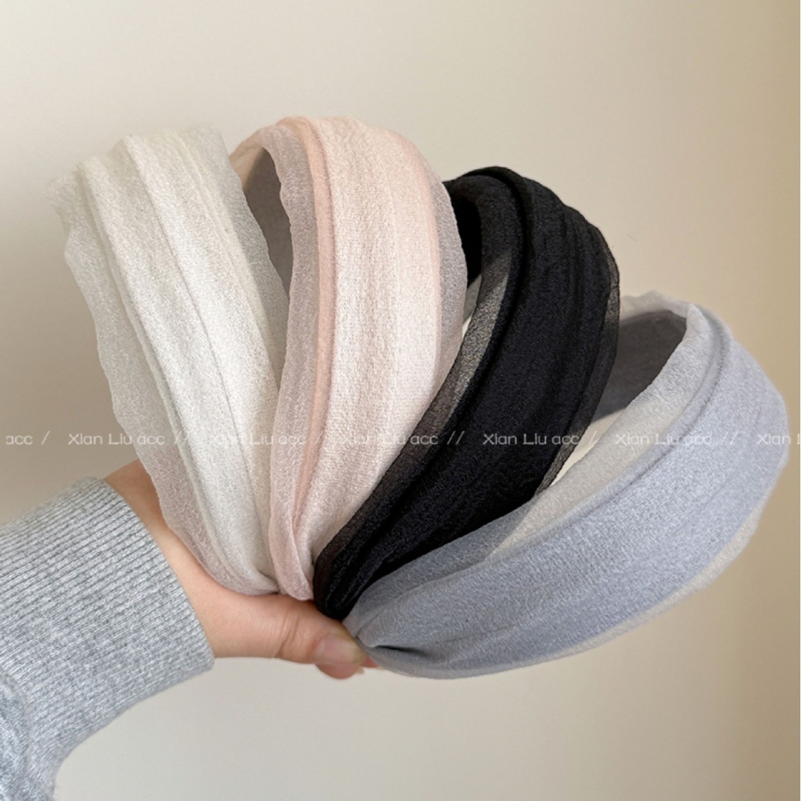 Simple spring and summer silk wide-brimmed hair band for women's daily wear, elegant and stylish hair accessory. New 2025 high headband Specification drawing