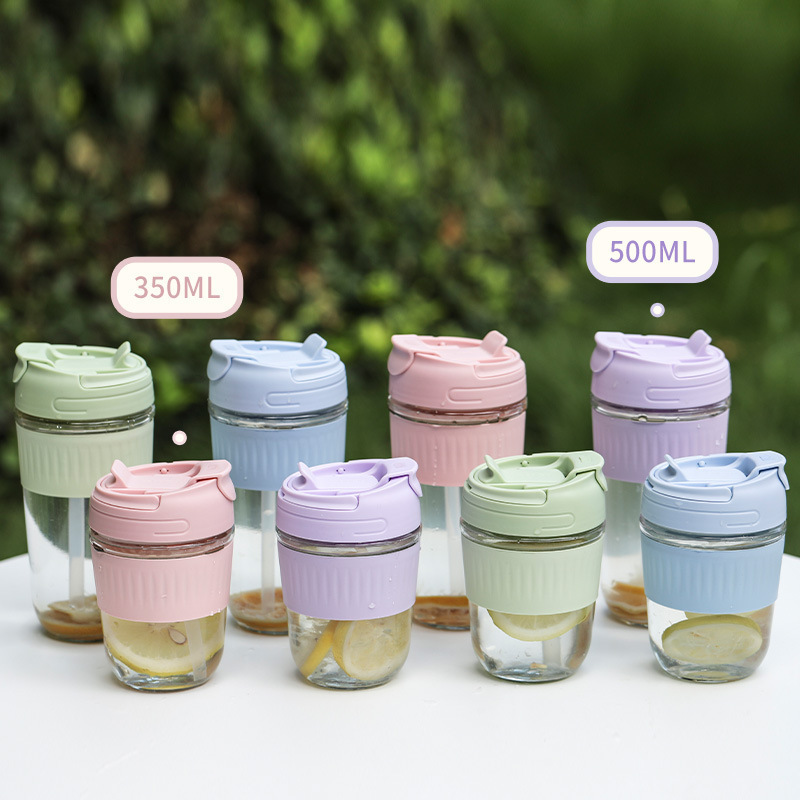 Creative macaron double drinking cup, large capacity glass cup, office high appearance level, room water cup, home children's straw cup details Picture