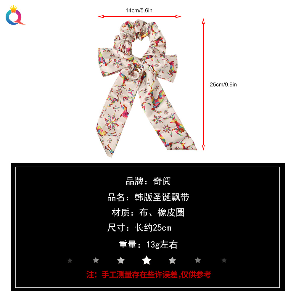 Qiyue Cross-border Christmas Bow Ribbon Christmas Hair Band Large Intestine Circle Hair Accessory Zone, sample making supported Application Scenario
