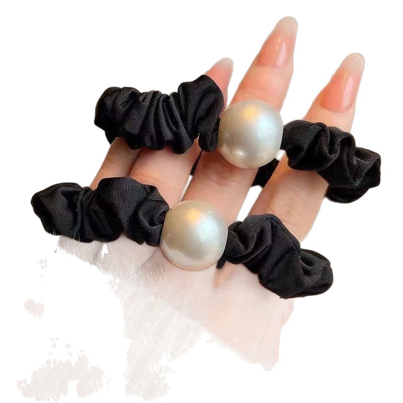 Pearl large intestine hair band, simple and elegant hair tie, women's high school elastic and durable rubber band, women's bun hair tie, head accessory Item Picture
