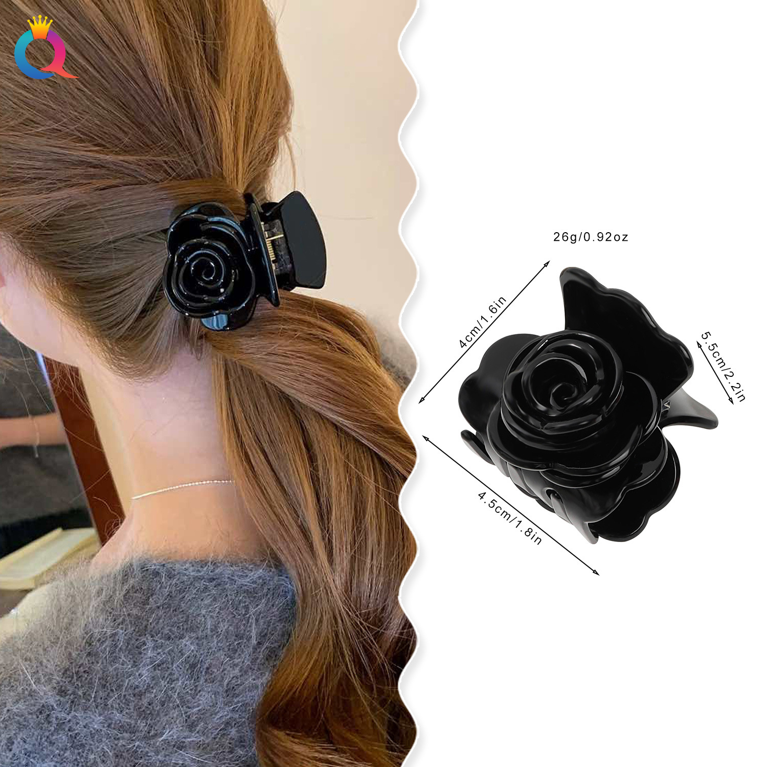 Qiyue Cross-border Flower Hair Clips, Rose Grab clips, Sweet semi-tied hair, Shark clips, Small imitation acetic acid hair accessories wholesale details Picture