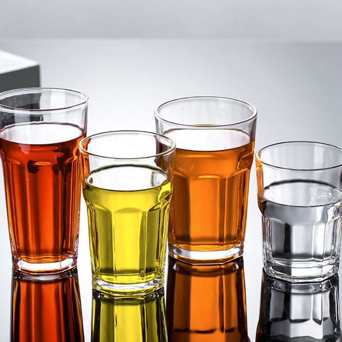 Commercial glass water cups, tea cups, milk restaurant and hotel mouthwash cups, glass cups, bar and KTV octagonal Fujia cups full figure