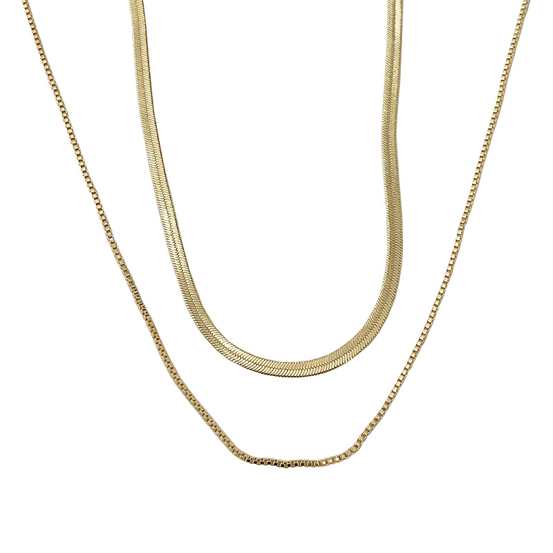 Double-layer snake bone necklace for women's summer, with a light luxury and niche design sense, versatile collarbone chain, and an Instagram hip-hop retro necklace accessory Item Picture
